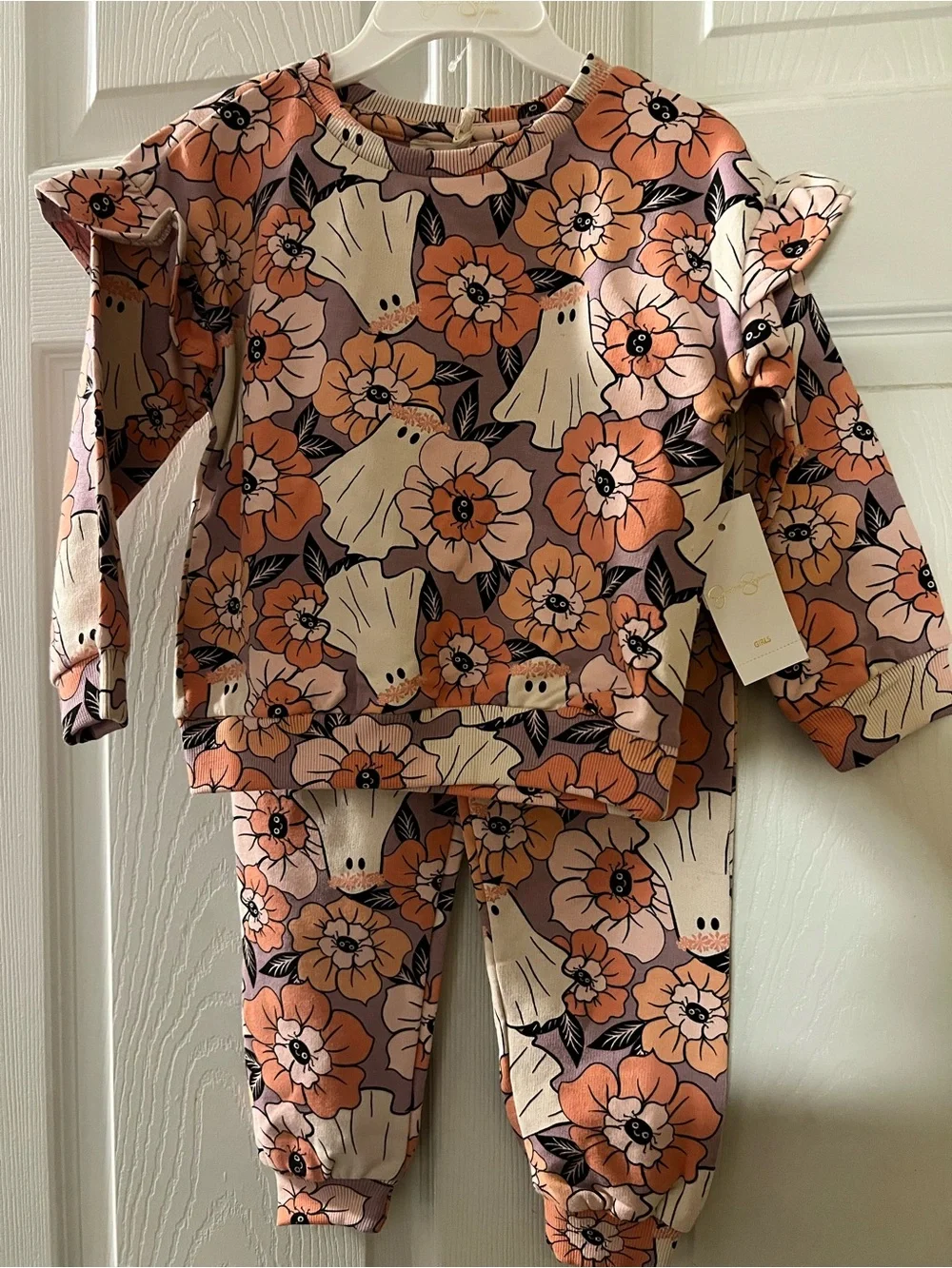 Jessica Simpson Kids Ghost & Floral 2 piece set Very Aesthetic! Spooky Halloween